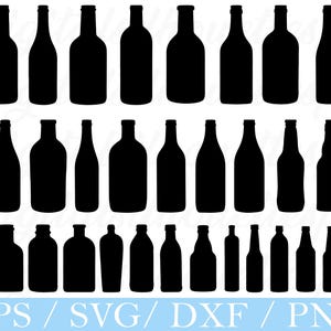 Glasflaskor Svg, Glasflaskor Silhuett, Dxf, Png