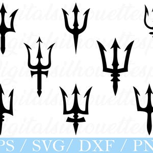 Trident Svg, Trident Silhouette, Trident Cut File, Dxf, Png