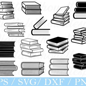 Stack of Books Svg, Stack of Books Silhouette, Dxf, Png