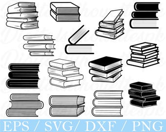 Stack of Books Svg, Stack of Books Silhouette, Dxf, Png