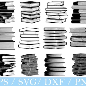 Stack of Books Svg, Book Stack Silhouette, Stack of Books Vector, Dxf, Png