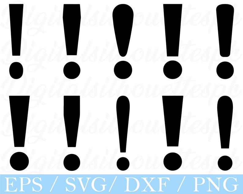 Exclamation Mark SVG Bundle: Silhouette, Vector Graphics (digital ...