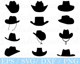 Kowbojskie kapelusze Svg, sylwetka kowbojskiego kapelusza, DXF, PNG
