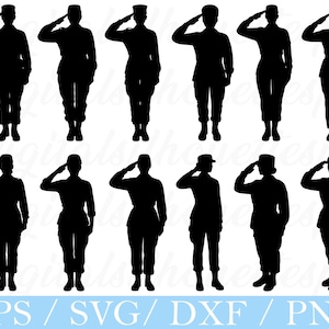 Female Army Soldier Salute, Salute Silhouette, Dxf, Png
