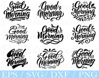 Typografia „Dzień dobry” SVG, sylwetka tekstu „Dzień dobry”, Dxf, PNG