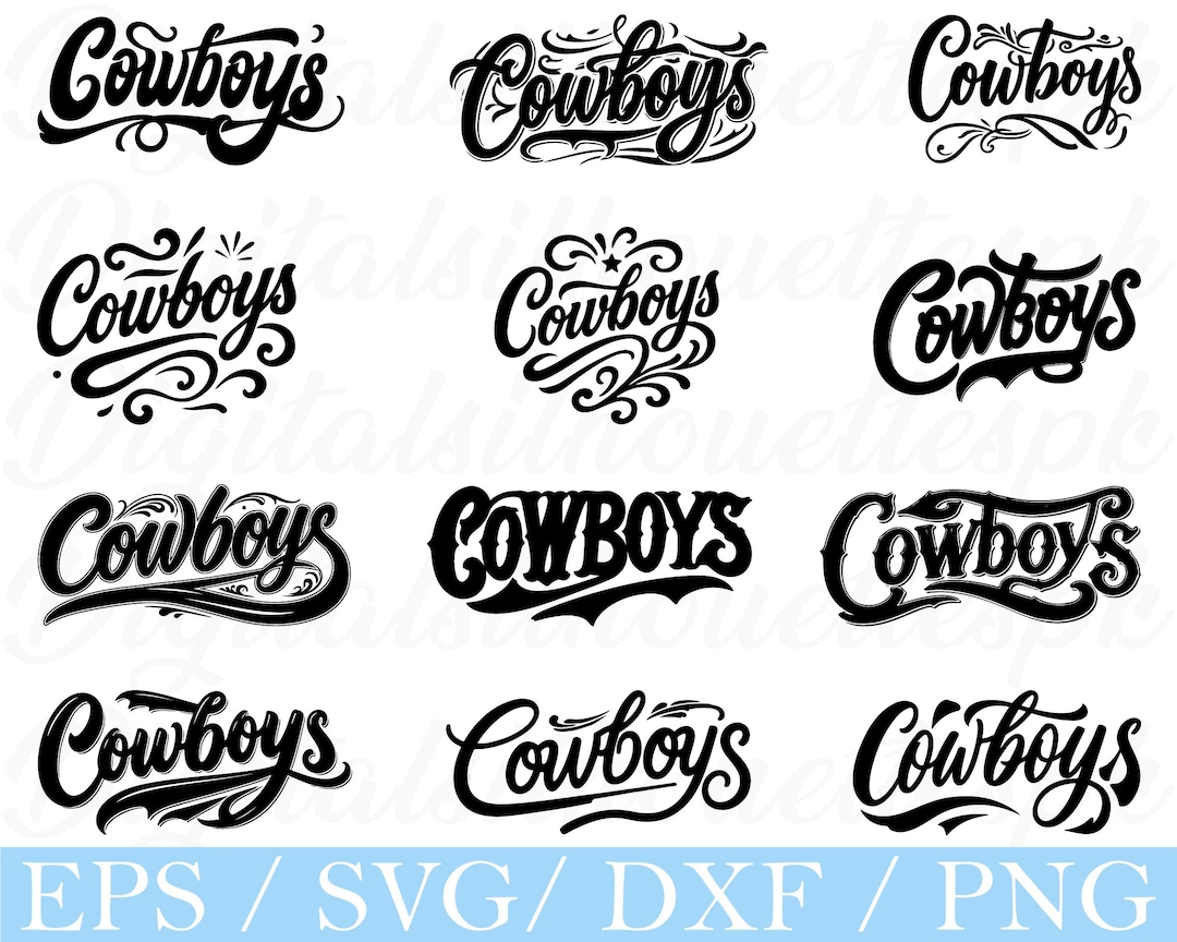 Cowboys Typography Svg, Cowboys Text Silhouette, Dxf, Png - Etsy