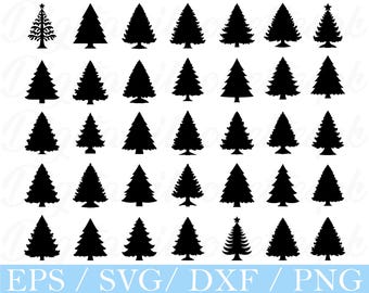 Christmas Trees Svg, Christmas Tree Silhouette, Dxf, Png