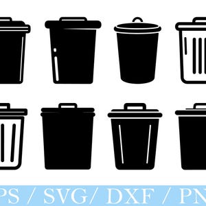 Trash Bin Svg, Bin Silhouette, Bin Vector, Bin Dxf, Png