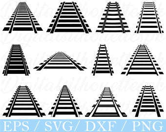 Railway Track Silhouette: SVG, DXF, PNG Cut Files (Digital Download)