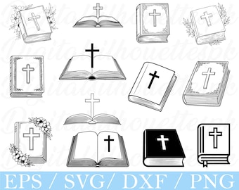 Bibeln Svg, Blommig Bibelsilhuett, Dxf, Png