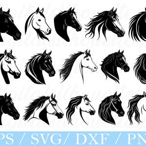 Horse Head Svg, Horse Head Silhouette, Dxf, Png