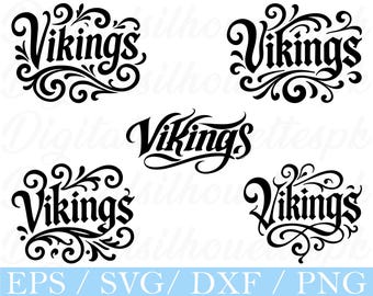 Vikings Typography Svg, Vikings Silhouette, Dxf, Png