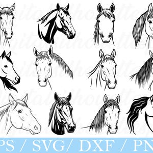 Outlined Horse Head Svg, Dxf, Png