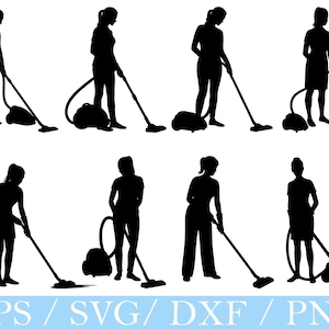 Cleaning Woman Svg, Woman Cleaning Silhouette, Woman Cleaning Vector, Dxf, Png