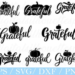 Grateful Typography Svg, Grateful Vector, Dxf, Png