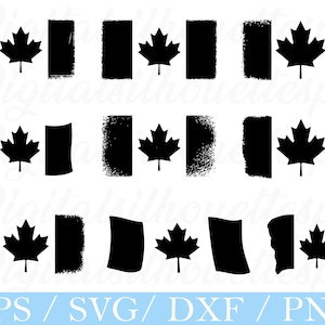 Distressed Canadian Flag Svg, Canada Flag Silhouette, Dxf, Png
