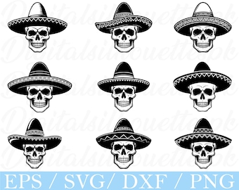 Skull Sombrero Hat SVG: Mexican Fiesta Cut File (Digital Download