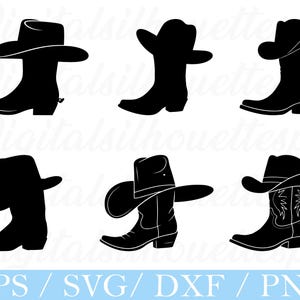 Cowboy Boots with Hat Svg, Cowboy Boots Silhouette, Dxf, Png