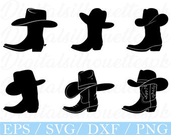 Cowboy Boots and Hat SVG: Western Silhouette Graphics (Digital Download)
