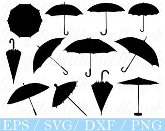 Paraguas Svg, Silueta de paraguas, Dxf, Png