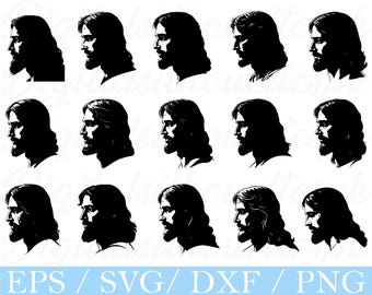Jesus Head Svg, Jesus Head Silhouette, Dxf, Png