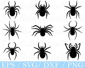 Spinne SVG, Spinne Silhouette, Dxf, Png