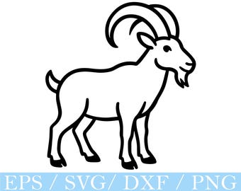 Cabra montés delineada (Svg), silueta de cabra montés (Dxf, Png)