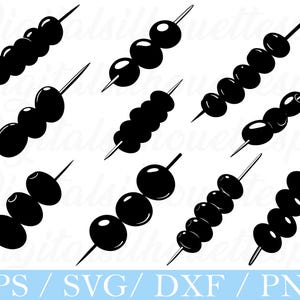 Olives on Toothpick Svg, Olives with Toothpick Silhouette, Dxf, Png