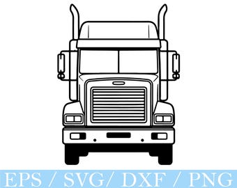 Camión semirremolque SVG, silueta de camión semirremolque, vector de camión semirremolque, DXF, PNG