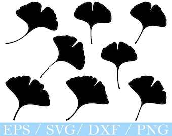 Silueta de hoja de ginkgo: Gráficos vectoriales para manualidades (descarga digital)