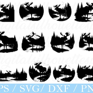 Moose Standing Near to the River Svg, Dxf, Png