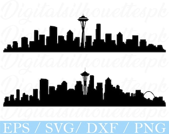 Seattle Skyline Svg, Seattle Skyline Silhuett, Dxf, Png