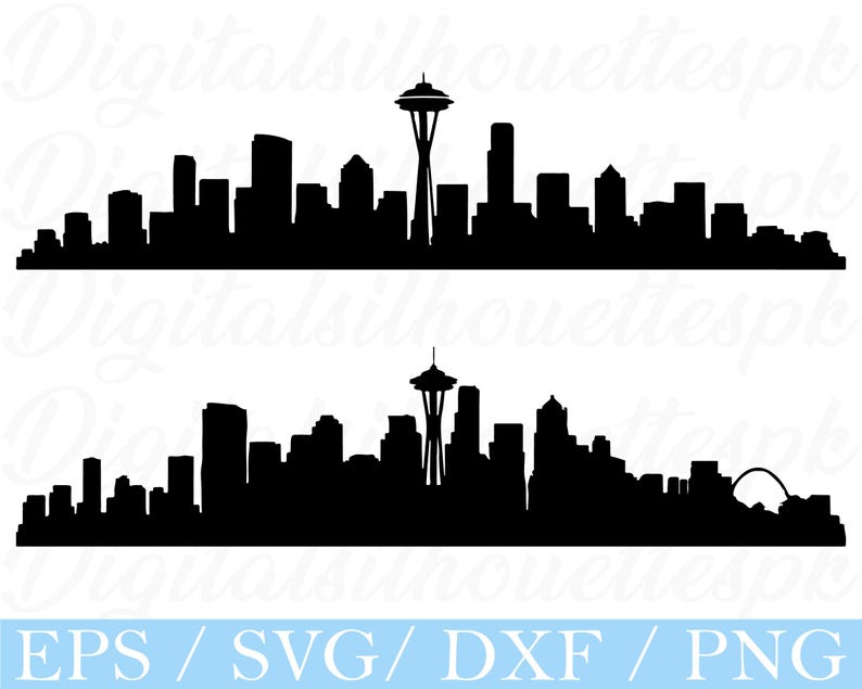 Seattle Skyline Svg, Seattle Skyline Silhouette, Dxf, Png - Etsy