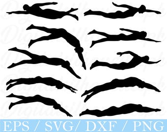 Swimmer Svg, Swimmer Silhouette, Dxf, Png