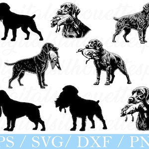 German Wirehaired Dog Hunting Duck Svg, Dxf, Png