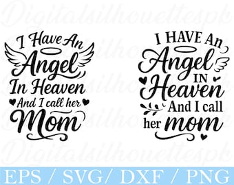 Tengo un ángel en el cielo y la llamo mamá Tipografía Svg, Dxf, Png