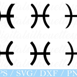 Pisces Zodiac Sign Svg, Pisces Sign Silhouette, Dxf, Png