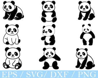 Panda Silhouette Vector Clipart Bundle (Digital Download)