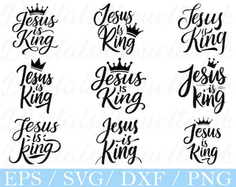 Jesus ist King Typografie SVG: Christian Silhouette Design (Digitaler Download)