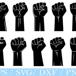 Raised Fist Svg, Raised Fist Silhouette, Raised Fish Vector, Dxf, Png