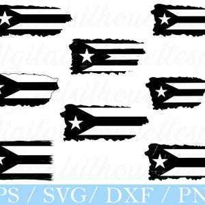 Distressed Puerto Rico Flag Svg, Puerto Rico Flag Silhouette, Dxf, Png