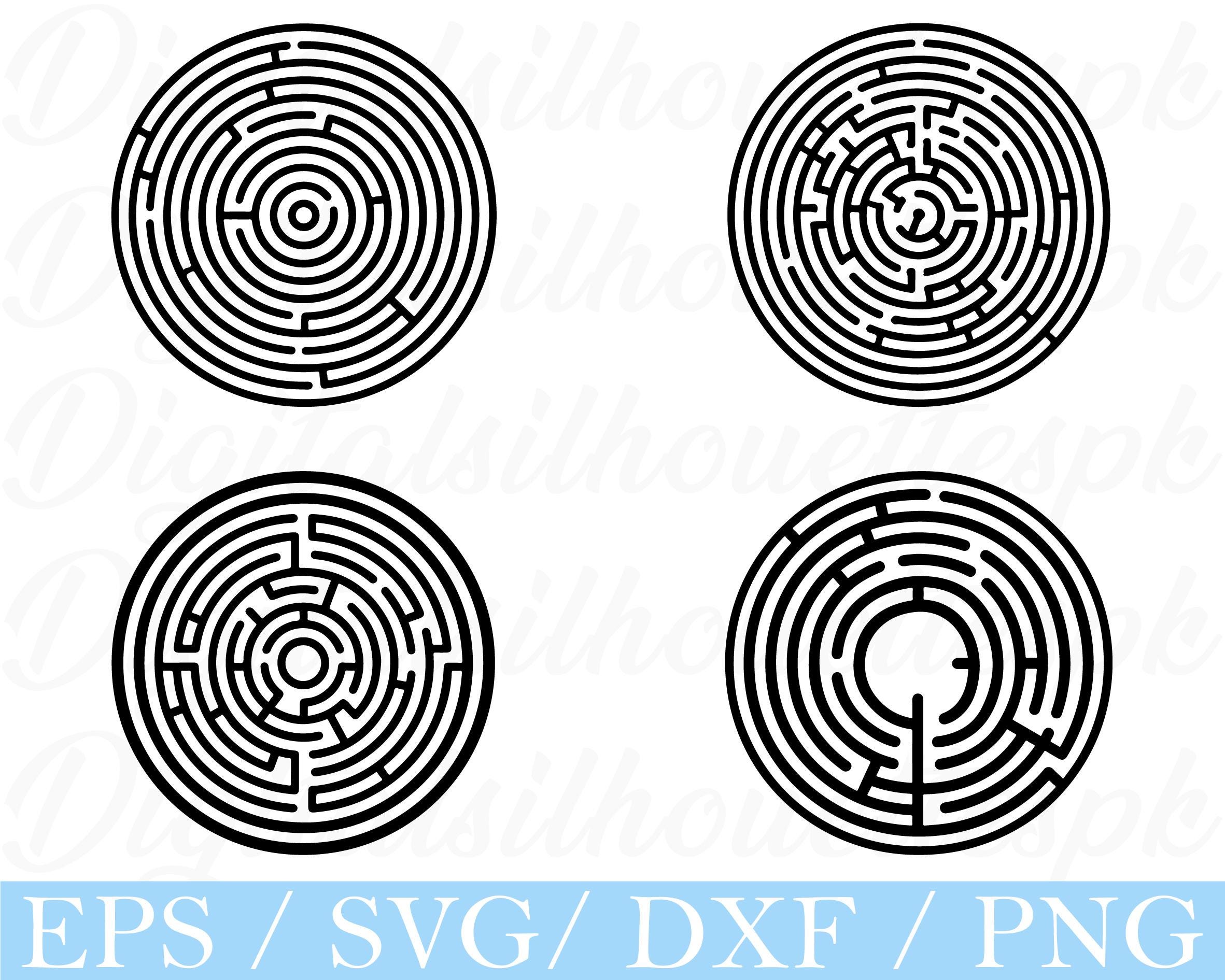 Circle Maze Labyrinth: SVG DXF PNG Vector Files (digital Download