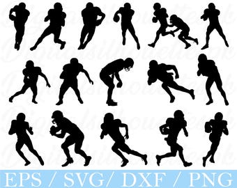 American Football Players Svg, American Football Player Silhouette, Dxf, Png