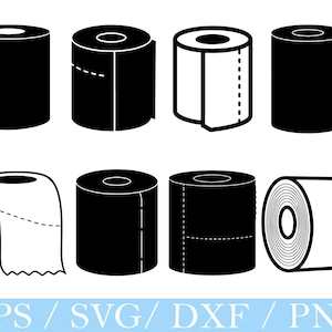 Klopapierrolle SVG, Klopapier Silhouette, Klopapier geschnitten, Dxf, Png