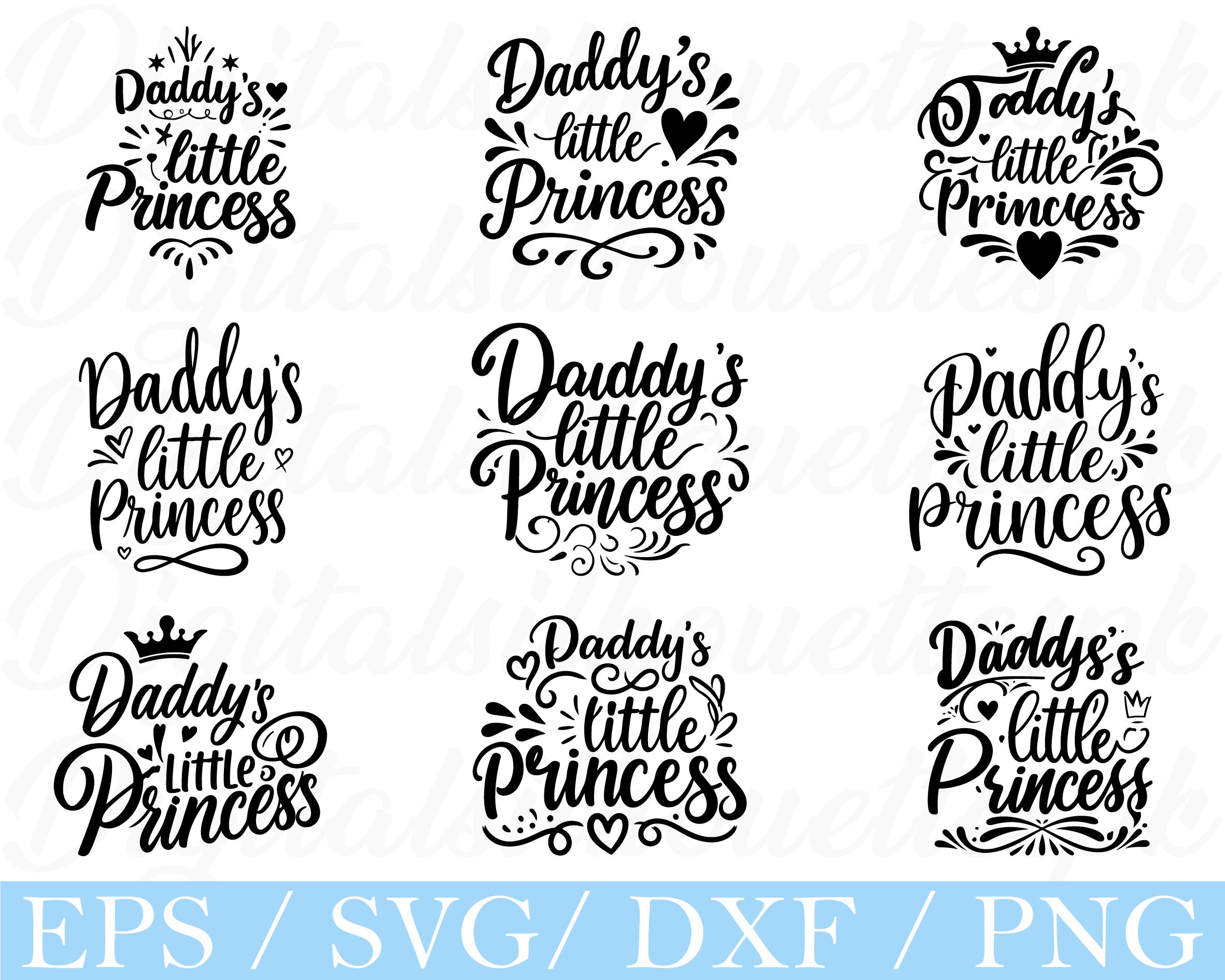 Daddy's Little Princess Typography Svg, Dxf, Png - Etsy
