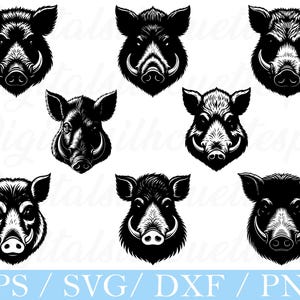 Wild Boar Head Svg, Boar Head Silhouette, Dxf, Png