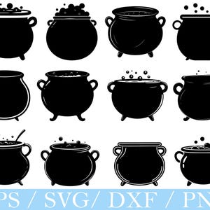 Witch Cauldron Svg, Witch Cauldron Silhouette, Witch Cauldron Vector, Dxf, Png