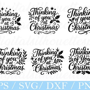 Thinking of you at Christmas Typography Svg, Dxf, Png