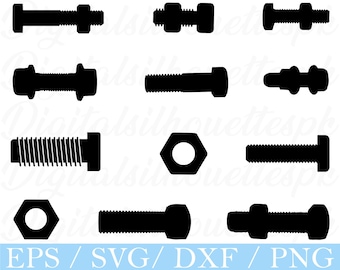 Nakrętka Śruba Svg, Sylwetka nakrętki śruby, Dxf, PNG