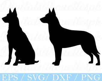 Belgian Malinois Dog Silhouette: SVG, PNG, DXF Files (Digital Download)